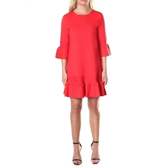 Ted Baker Size 4 Orange Tynia knitted Rib Detail Dress - Picture 2 of 7